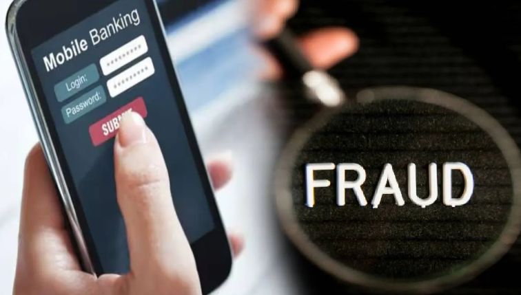 A conceptual image highlighting CG Cyber Fraud, showing a hacker holding a phone with a background of digital currency and a warning sign about fake foreign investments.