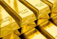 सोने के चमचमाते बिस्कुट और भारतीय रिजर्व बैंक व प्रमुख बैंकों का प्रतीकात्मक चित्र