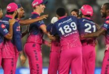 A conceptual image highlighting the IPL 2026 Points Table, showing Rajasthan Royals players celebrating their victory and moving to the top position in the tournament standings.