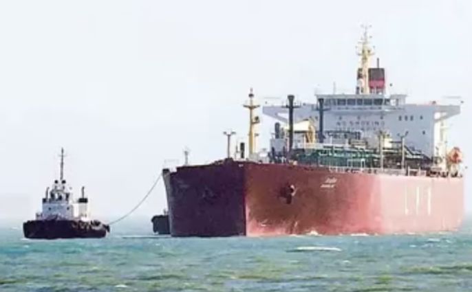A conceptual image highlighting Iran India Relations, showing an Indian LPG tanker safely crossing the Strait of Hormuz while displaying elements of ancient trade ties between Gujarat and Iran.