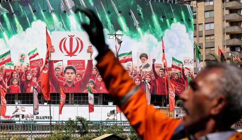 A conceptual image highlighting the Iran Israel Conflict, showing the Iranian President speaking passionately, with fighter jets over the Tehran skyline and the Iranian flag in the background.