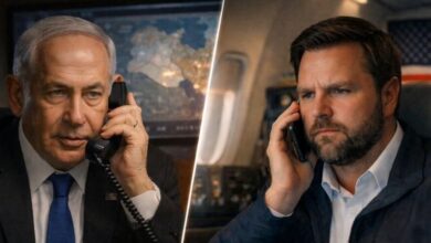 अमेरिकी राष्ट्रपति, इजरायली पीएम बेंजामिन नेतन्याहू और ईरानी नेताओं का प्रतीकात्मक चित्र