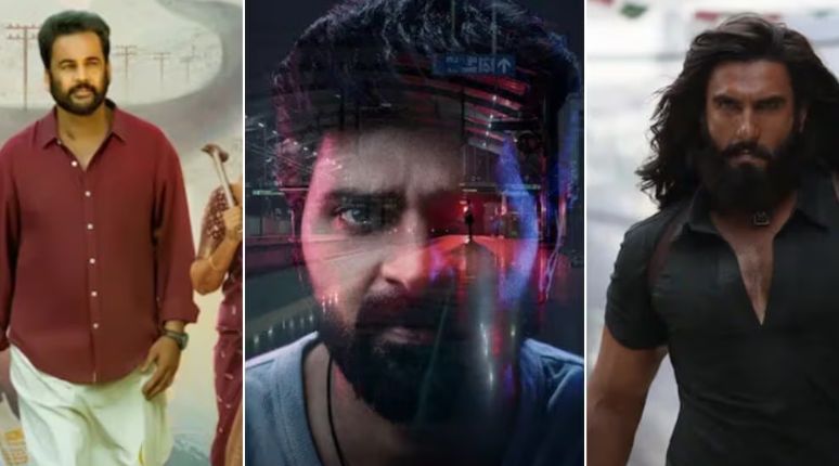 A conceptual image highlighting the Netflix Top 10, showing posters of Mardaani 3 and Dhurandhar on a smart TV screen in a cozy living room setup.