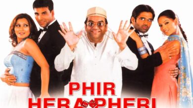 परेश रावल, अक्षय कुमार और राजपाल यादव के फनी किरदारों का एक कोलाज जो प्रियदर्शन की कॉमेडी फिल्मों को दर्शाता है