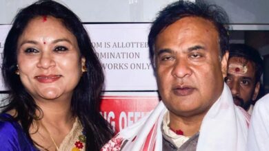 A split conceptual image showing Assam CM Himanta Biswa Sarma addressing the media on one side, and symbolic representations of Indian and foreign passports on the other, depicting the recent political controversy.