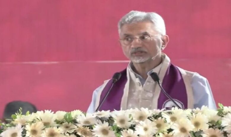 A conceptual image showing External Affairs Minister S. Jaishankar addressing the students during the 15th annual convocation ceremony at IIM Raipur, Chhattisgarh.
