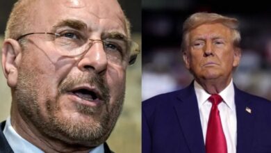 अमेरिकी राष्ट्रपति डोनाल्ड ट्रंप, होर्मुज जलडमरूमध्य में नौसेना का जहाज और इस्लामाबाद में शांति वार्ता का प्रतीकात्मक चित्र