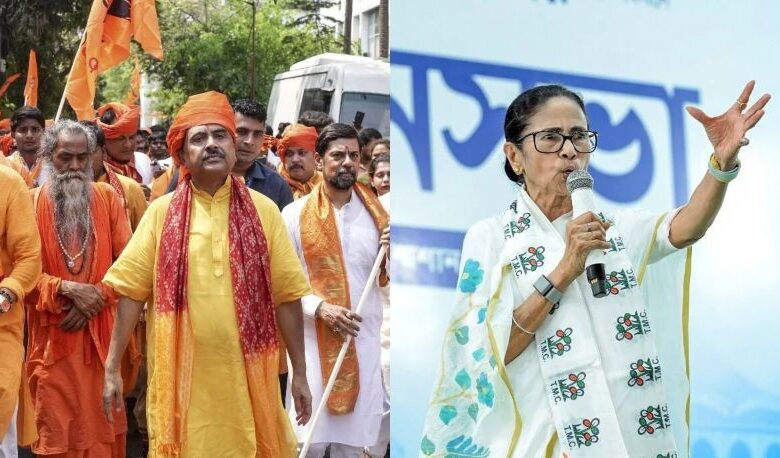 A conceptual image showing the West Bengal map with political symbols of TMC and BJP, highlighting the intense battle for the 5 key seats in the West Bengal Elections 2026.