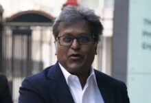 A conceptual image highlighting the Lalit Modi BCCI Controversy, showing former IPL Commissioner Lalit Modi pointing a finger, with a backdrop of a cricket stadium and financial charts representing the 2,400 crore loss.